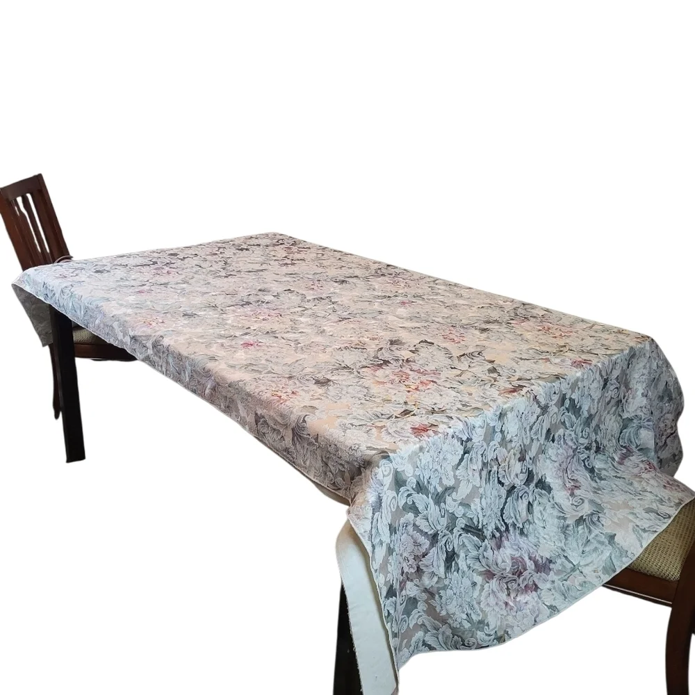 Vintage Floral Dining Tablecloth - Cream, Pink, Green